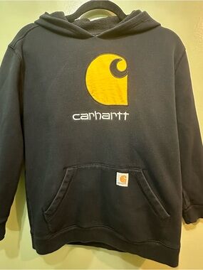Carhartt Black Sweatshirt with Yellow Logo Patch